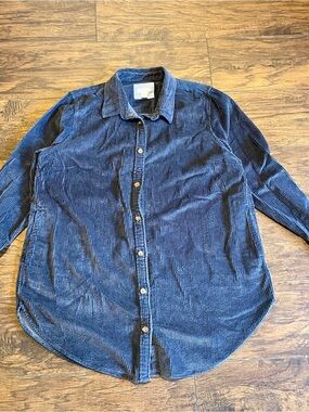 L.L. Bean Women's Navy Blue Corduroy Button-Down Shirt